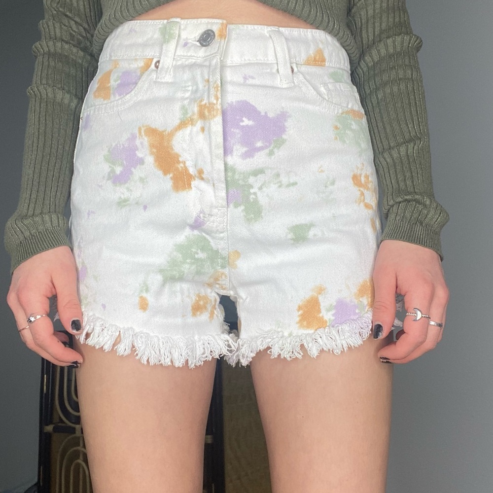 Target tie dye white distressed shorts